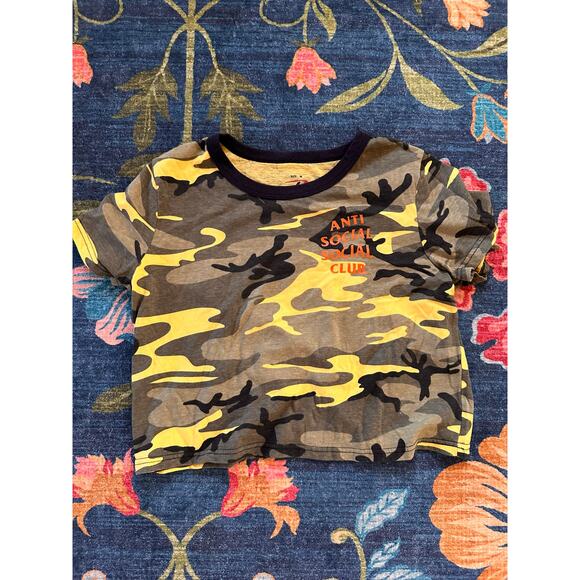 Anti-Social Social Club Camo Crop Top Tee Size Medium - Picture 2 of 4